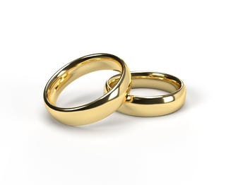Golden wedding rings 3d illustration