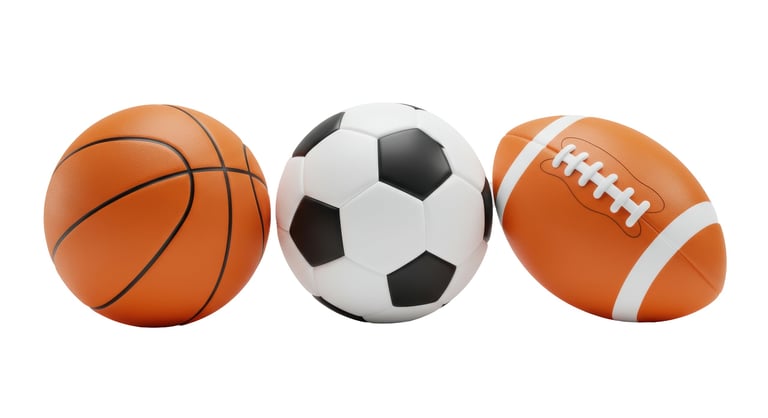 Isolated Assortment of Sports Balls for Various Games