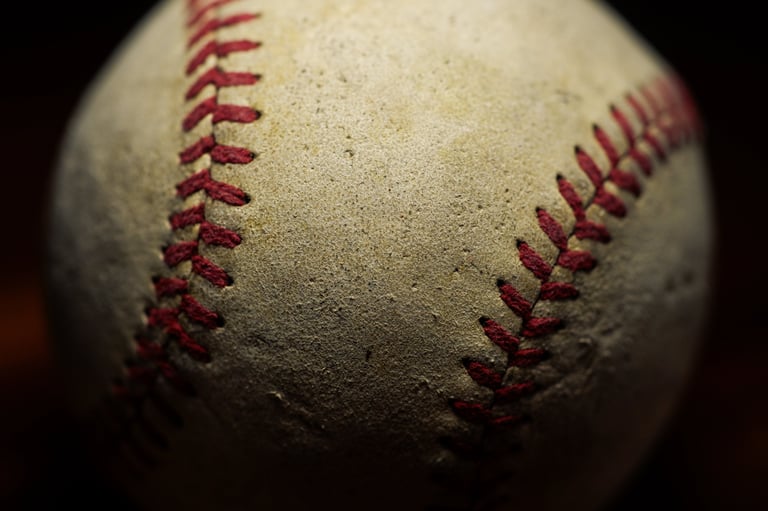 Vintage baseball texture close-up