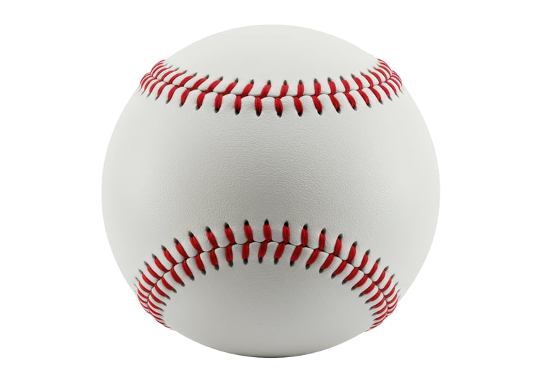Official baseball with crisp white leather and red stitching